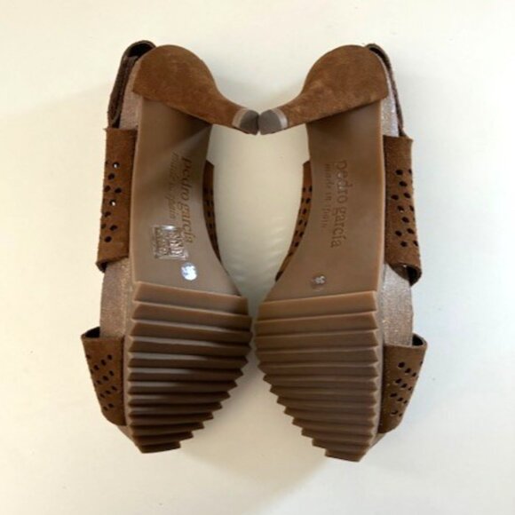 Pedro Garcia Tobacco Suede Cross Strap Platform Sandal | 4.25” Heel | Size 8.5 - Picture 9 of 15